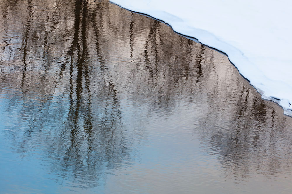 Winter reflections in a creek; northern Hokkaido